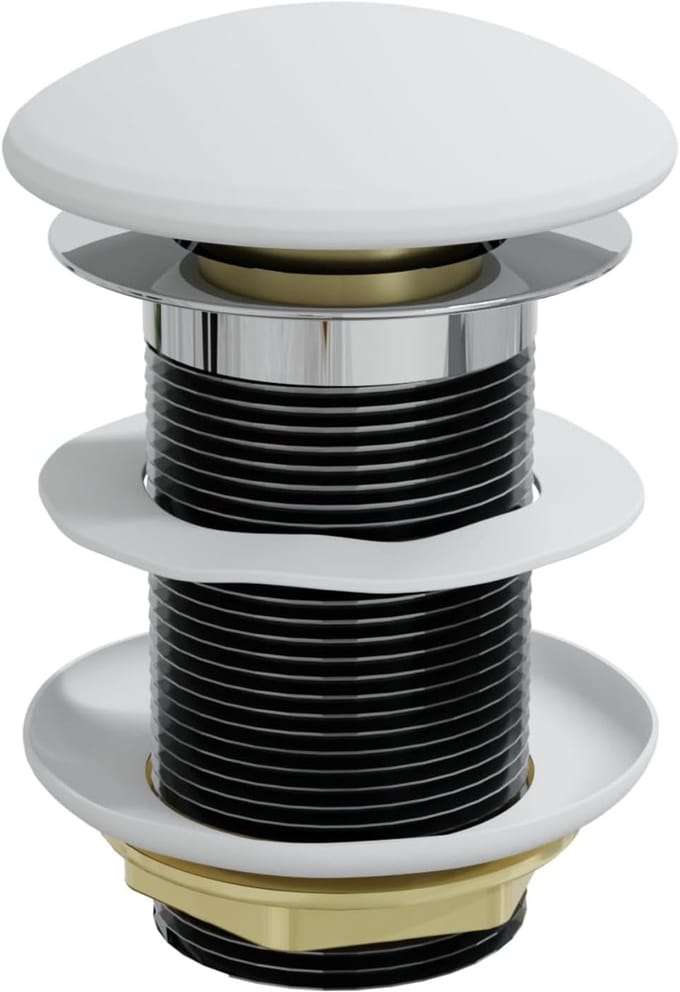 Afvoerstop - Drukventiel - Wastafel Gebruik - Zonder Overloop - 1 1/4 Inch - Wit