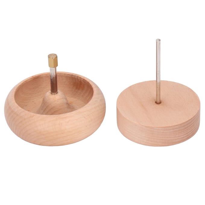 Kralenspinner DIY Kralen Draaiende Kom 10cm Houten Handmatige Kralen Inrijger Tool Kit voor Sieraden beige