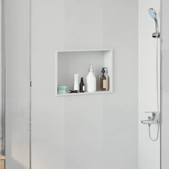 vidaXL - Douche - Niche - Wit - 45 - x - 30 - x - 9,5 - cm - Roestvrij - staal