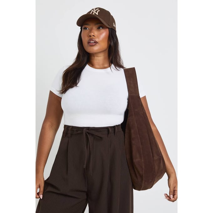 boohoo Dames Plus Basic Korte Mouw Longline Aansluitende Top | Wit | Maat: 44