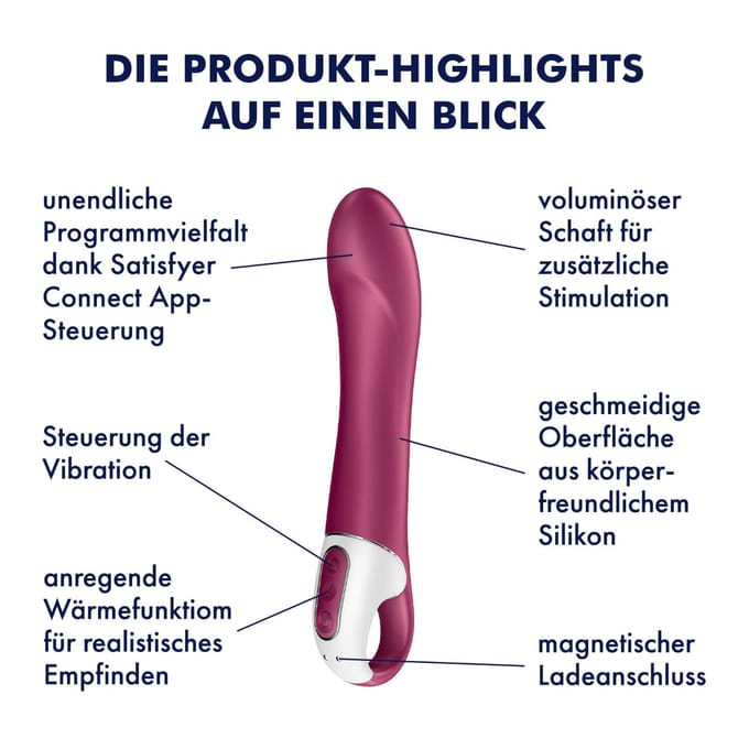 Satisfyer, Bluetooth G-spot vibrator, hotspot, 21,5 cm, met app, met warmtefunctie, gemaakt van siliconen