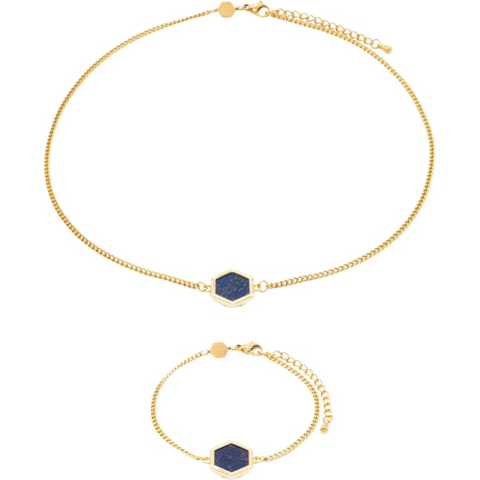 Halskette en armband van Lapis lazuli voor vrouwen Sloya Hexalia
