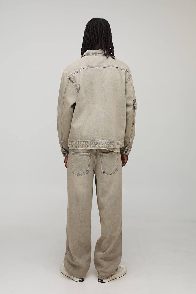 Relaxed Fit Gewassen Jeans met Ceintuur | Light Brown | Size 36R