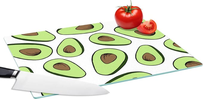 Glazen Snijplank - 39x28 - Avocado - Patronen - Pastel - Snijplanken Glas
