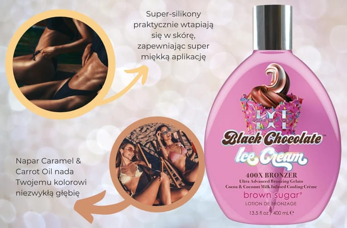 Brown Sugar Double Dark Black Chocolate Ice Cream - zonnebankcreme - 400X bronzers - 400 ml
