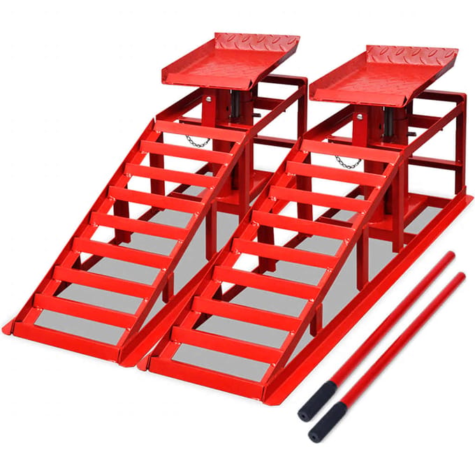 Vidaxl Autoreparatiehelling, 2 Oprijplaten, Rood, Staal