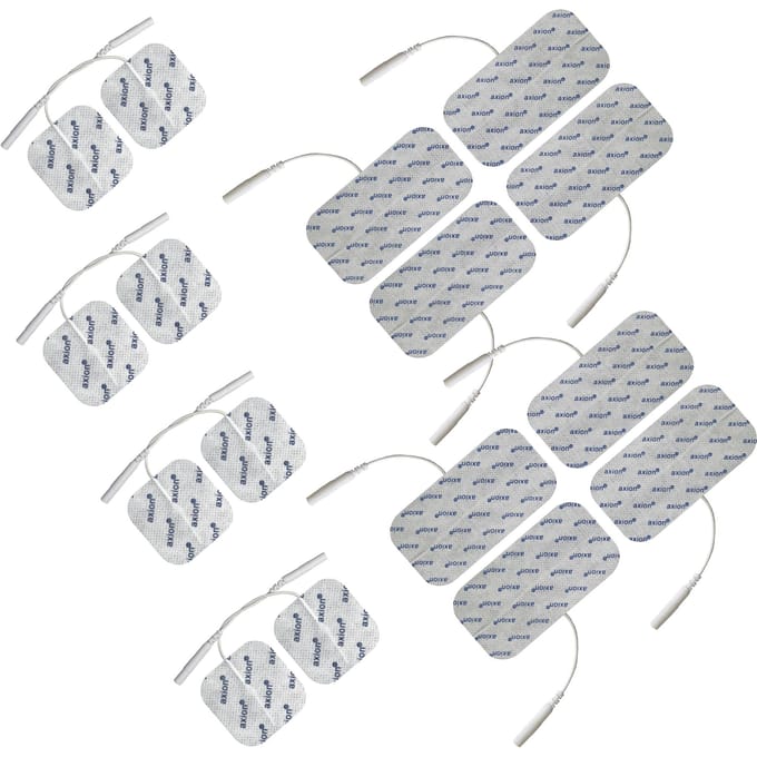 axion® - 16 TENS/EMS Mixed electroden pads - 50x50mm and 50x100mm, universele 2 mm stekker aansluiting