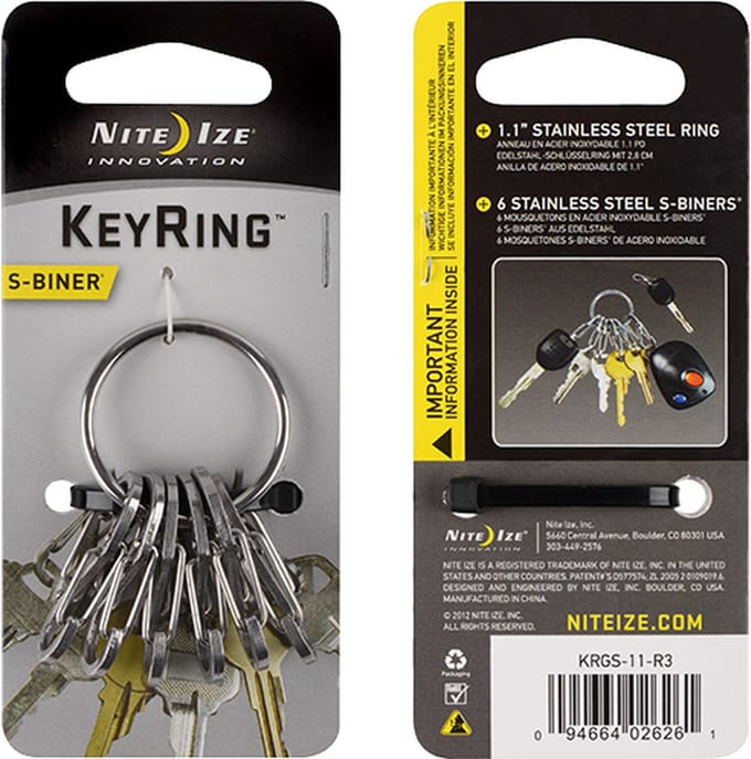 NITE Ize NI-KRGS-11-R3 KeyRing 6 S-Biner Sleutelring Zilver 1 stuk(s)