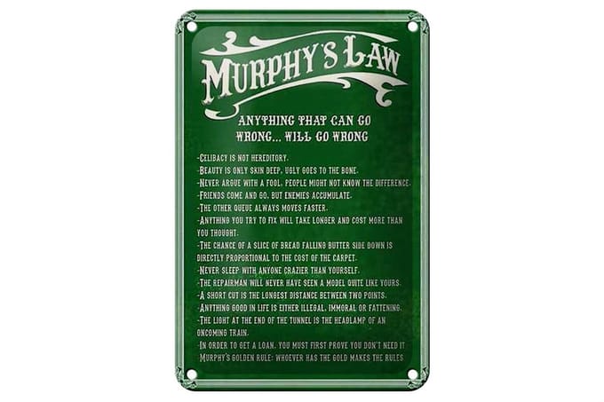 Blechschild Spruch 12x18cm Murphy's Law Anything That Can