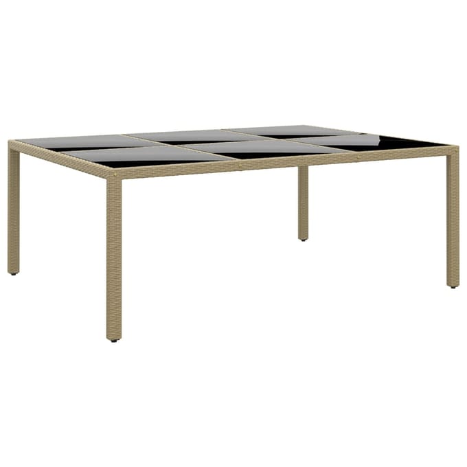 vidaXL - Tuintafel - 200x150x75 - cm - gehard - glas - en - poly - rattan - beige