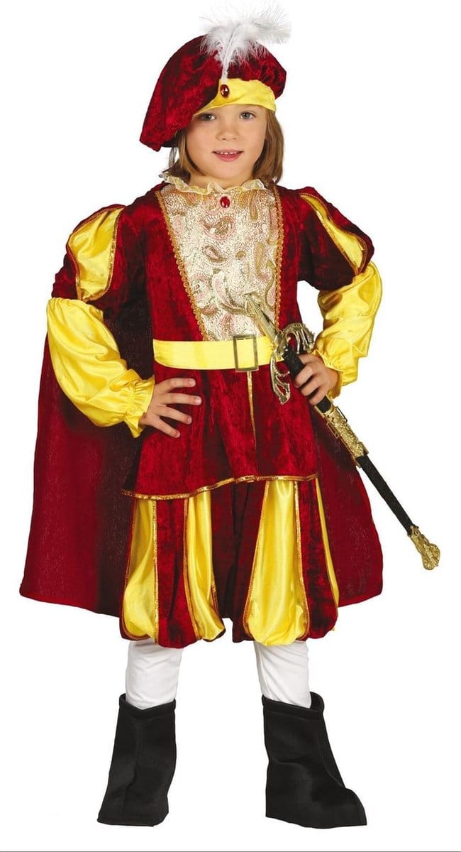 Fiestas Guirca Kostuum Prins Jongens Polyester Rood/geel Mt 3-4