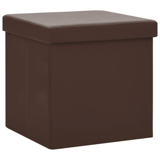 vidaXL - Opbergkrukken - inklapbaar - 2 - st - PVC - bruin