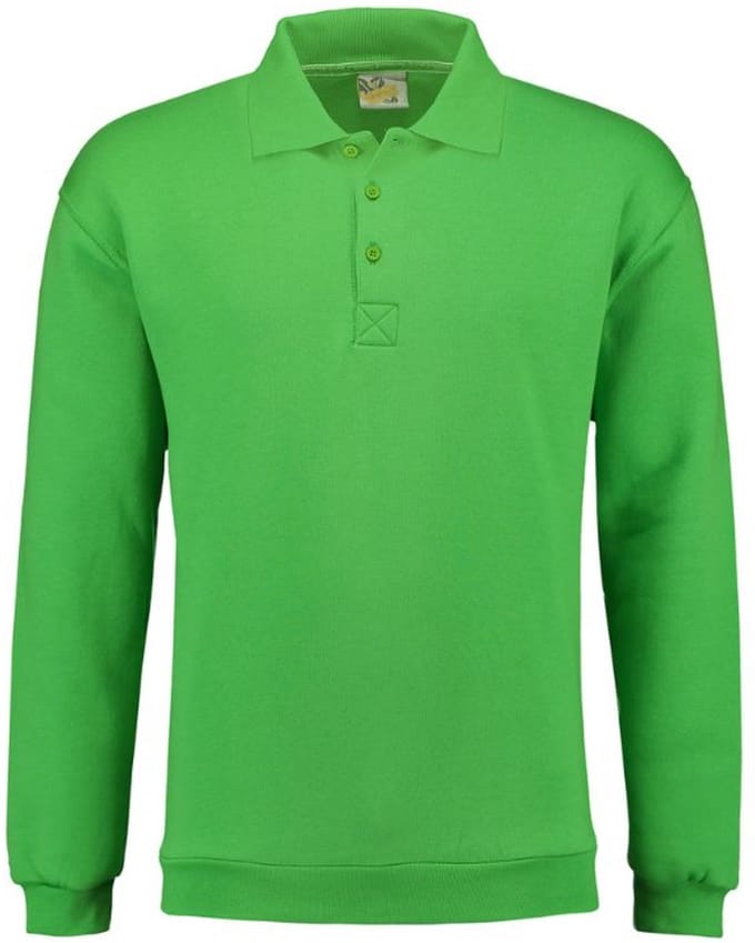 Lemon & Soda polosweater unisex in de kleur lime in de maat S.