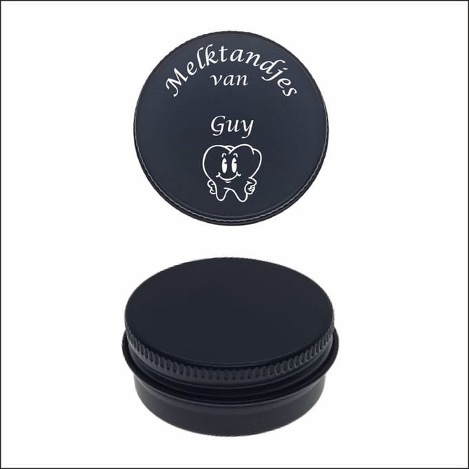 Melktanden Blikje Met Naam Gravering - Guy