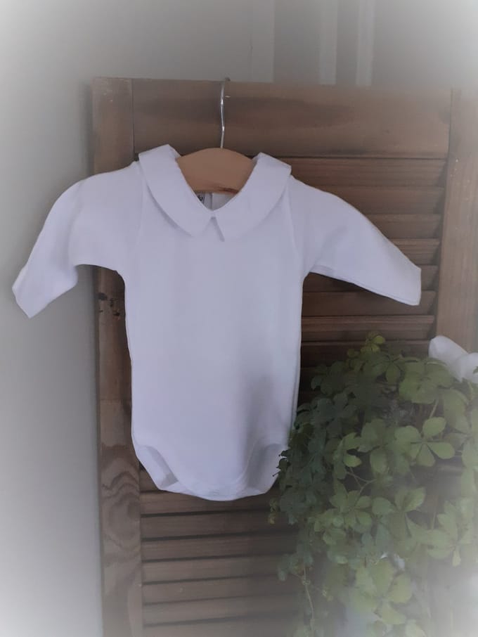 Romper Babidu 1185 wit, met kraagje, lange mouw | Newborn | maat 50