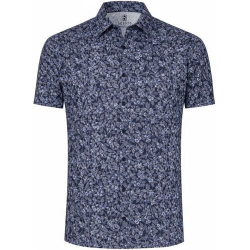 Desoto Overhemd Abstract Floral Pattern Donker Blauw / male