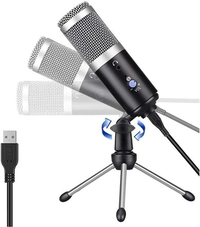 Podcast Microfoon - Condensor Microfoon - Studio Opnames - Professionele Geluidskwaliteit - USB Aansluiting - Wit