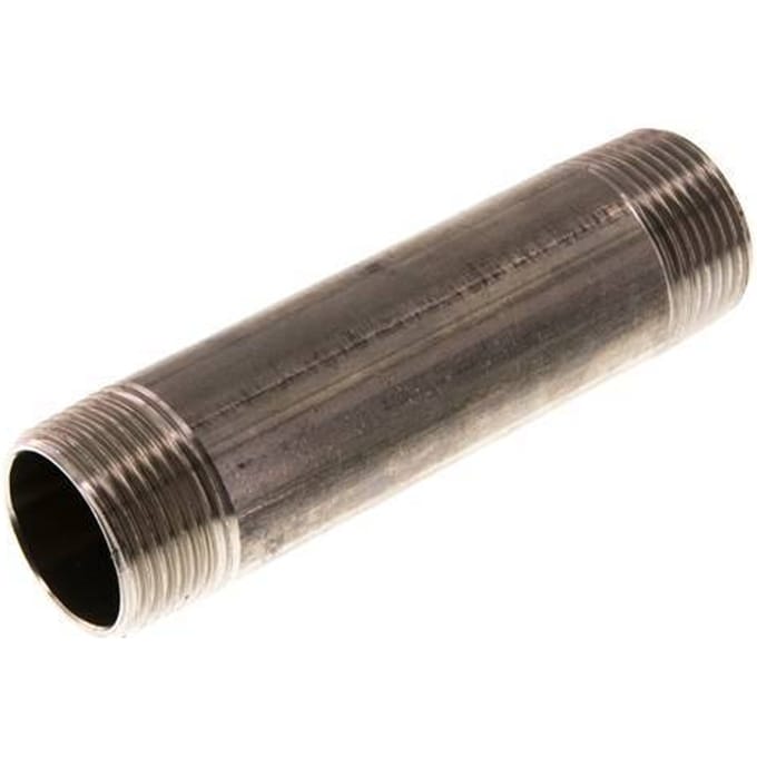 R 1'' RVS Dubbele Pijpnippel 20 Bar DIN 2982 - 120mm - FL2S-M-ST-100R-120L