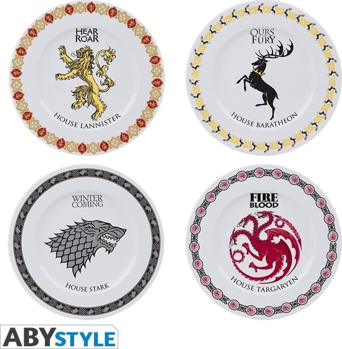 GAME OF THRONES - Set van 4 Borden 21cm - Houses - Borden