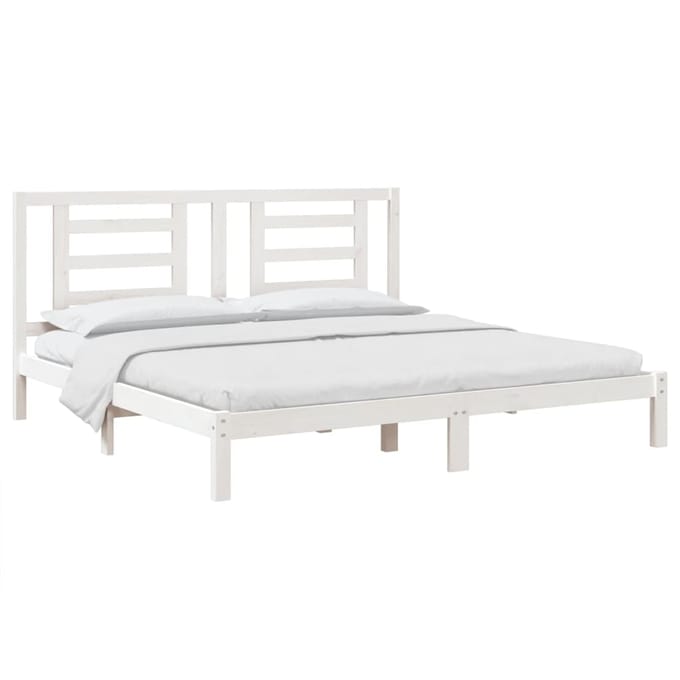 vidaXL - Bedframe - zonder - matras - massief - grenenhout - wit - 200x200 - cm
