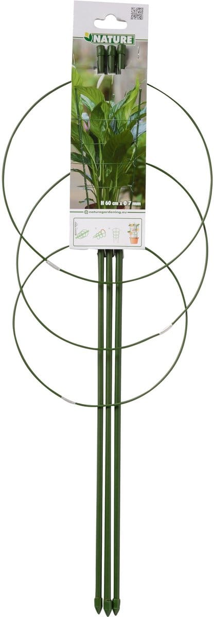 Plantensteun 3 ring 18-22cm H60x7mm groen geplast.