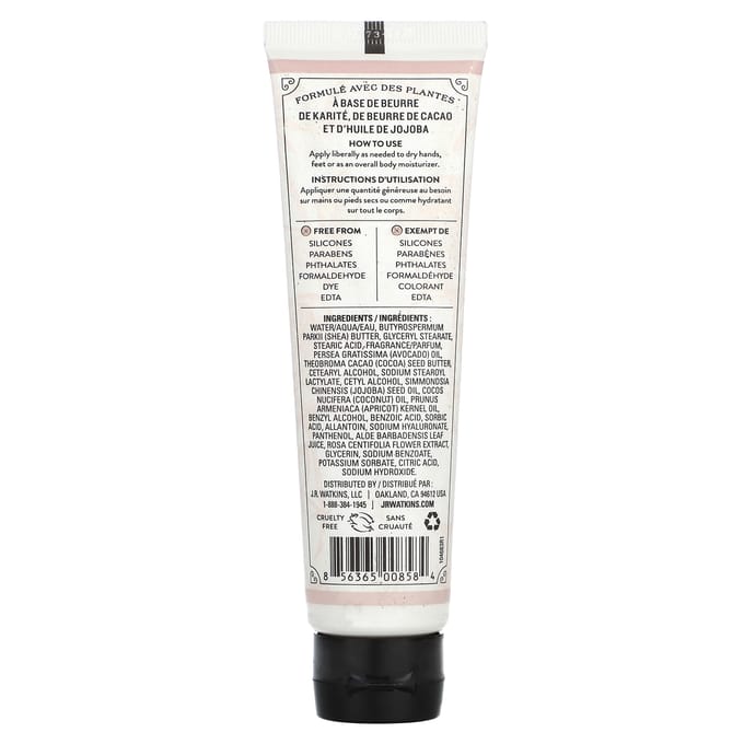 J R Watkins, Handcrème, Rozenwater, 95g (3,3 oz) white