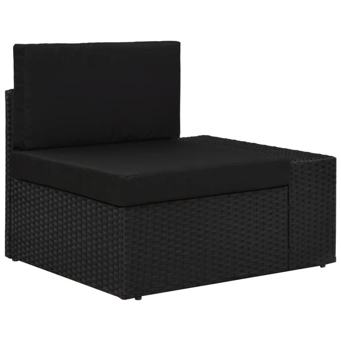 vidaXL - 9-delige - Loungeset - met - kussens - poly - rattan - zwart