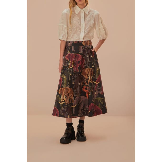 FARM Rio Embroidered White Short Sleeve Blouse Größe: M | Blusen Outlet | Damen | Weiß