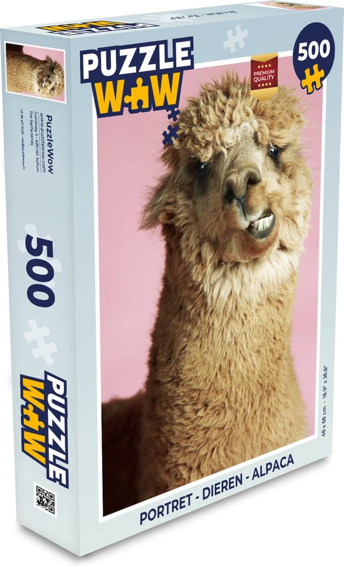 Puzzel Portret - Dieren - Alpaca - Legpuzzel - Puzzel 500 stukjes