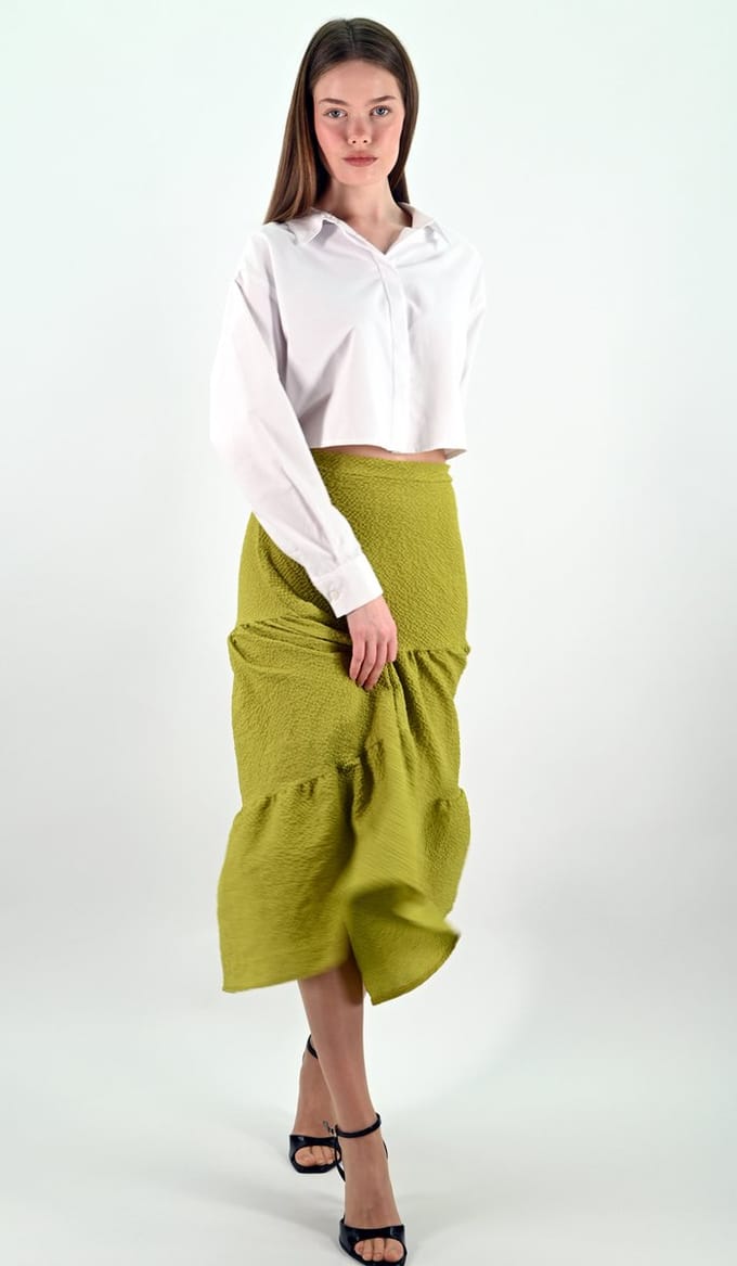 YesMooi - Groene Midi Rok - 3-Lagen Design - XL (42)