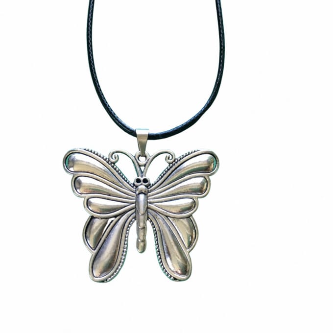 Vlinder -ketting- zwart -koord - Charme Bijoux
