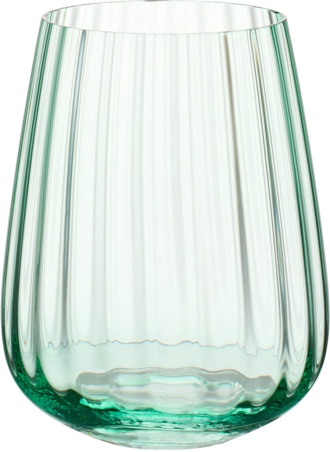 J-Line glas Geribbeld - glas - groen - 6 stuks