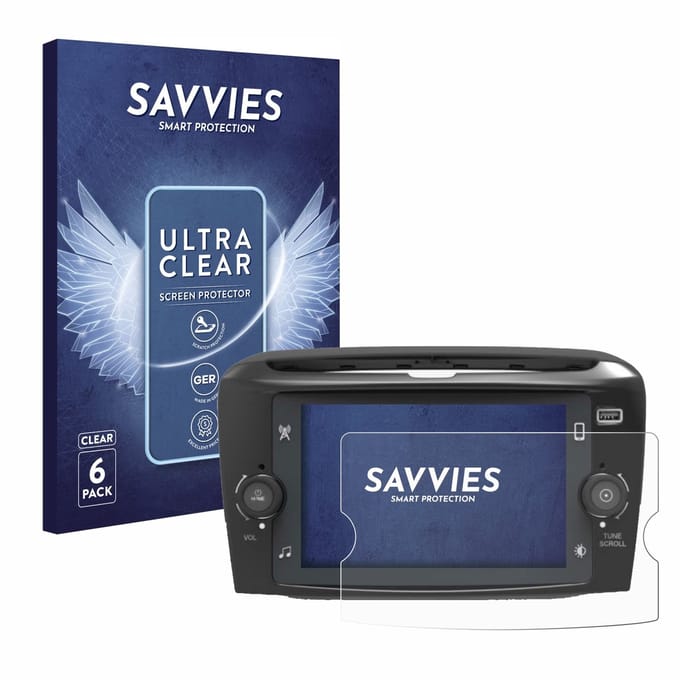Savvies - Screenprotector voor Lancia Ypsilon 7" - Folie Beschermfolie transparant 6 Stuks