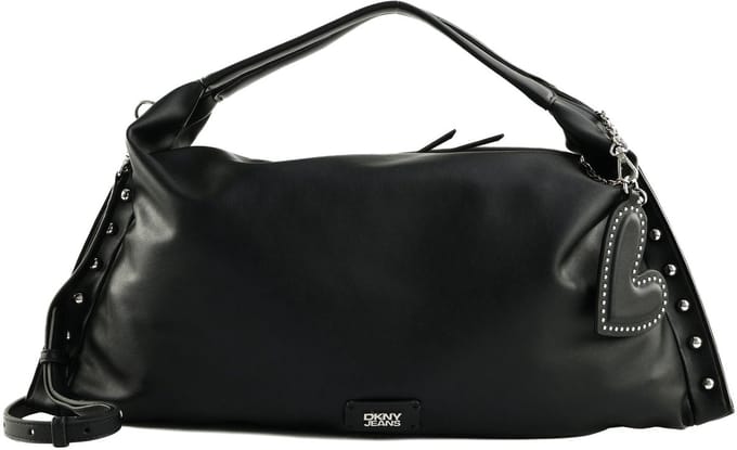 DKNY schoudertas handtas Rocco Hobo Bag Black / Silver zwart
