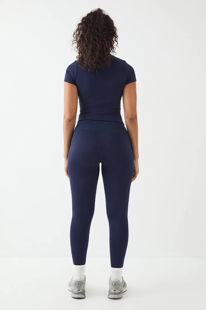 Dames DSGN Studio Ultra Sculpt Hoge Taille Diepe Tailleband Legging | Navy | Maat: Small