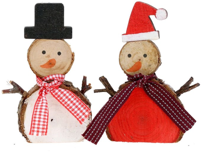 Deco figuur sneeuwpop hout 10cm 9 st, 9 Stück