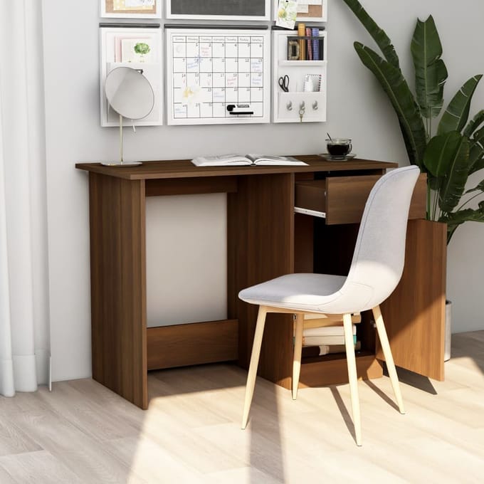 vidaXL - Bureau - 100x50x76 - cm - bewerkt - hout - bruin - eikenkleur