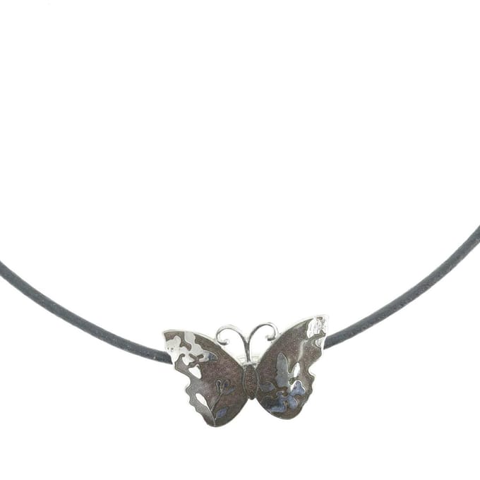Behave - Vlinder ketting dames - Zwarte emaille - Elegante stijl