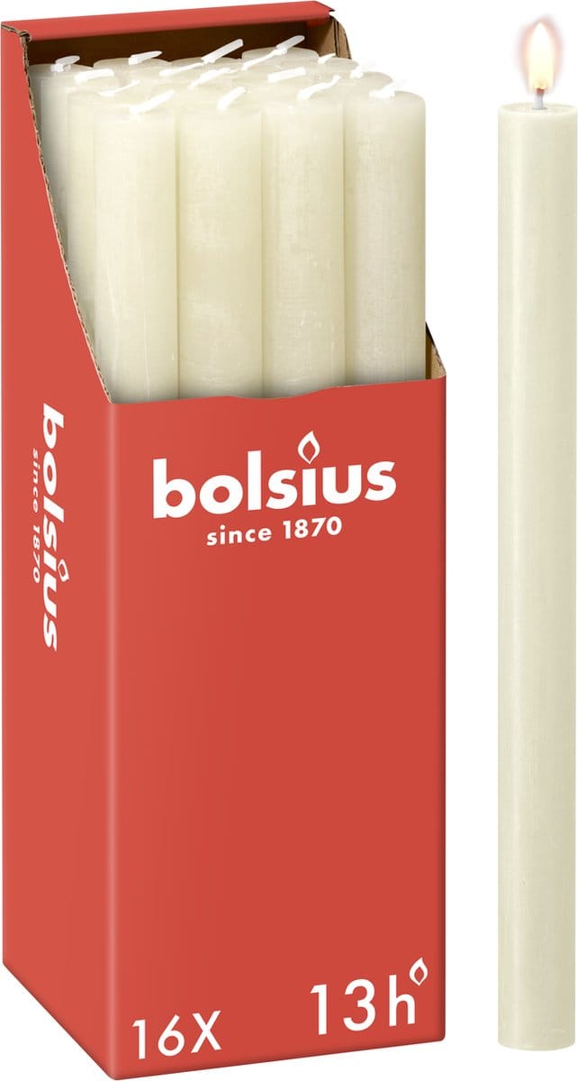 Bolsius - 16 Dinerkaarsen Rustiek - Ivoor