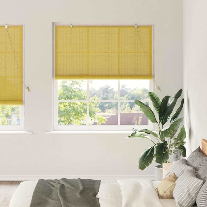 vidaXL - Rolgordijn - Geel - 150 - x - 220 - cm - Bamboe