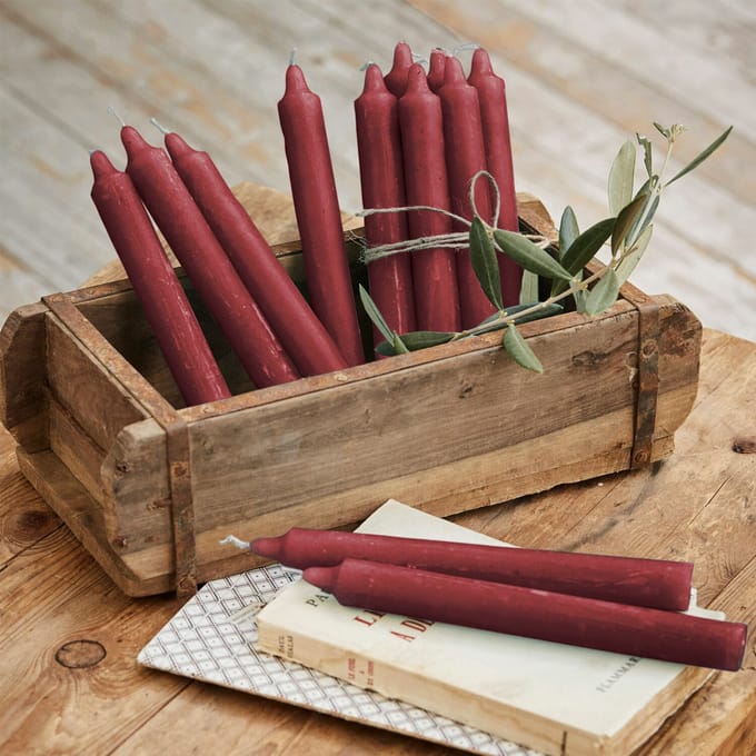 LOBERON Kaars set van 12 Bauceau rood