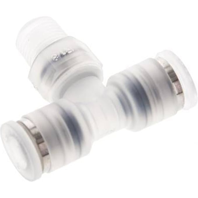 6mm x R1/8'' inline T-stuk PA Insteekfitting Buitendraad FDA Draaibaar EPDM