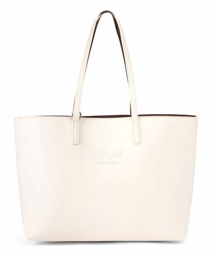 REPLAY Shopper Schoudertas Shoulder Bag Dirty White + Java Crème