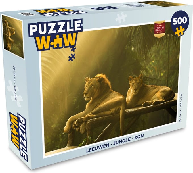 Puzzel Leeuwen - Jungle - Zon - Legpuzzel - Puzzel 500 stukjes