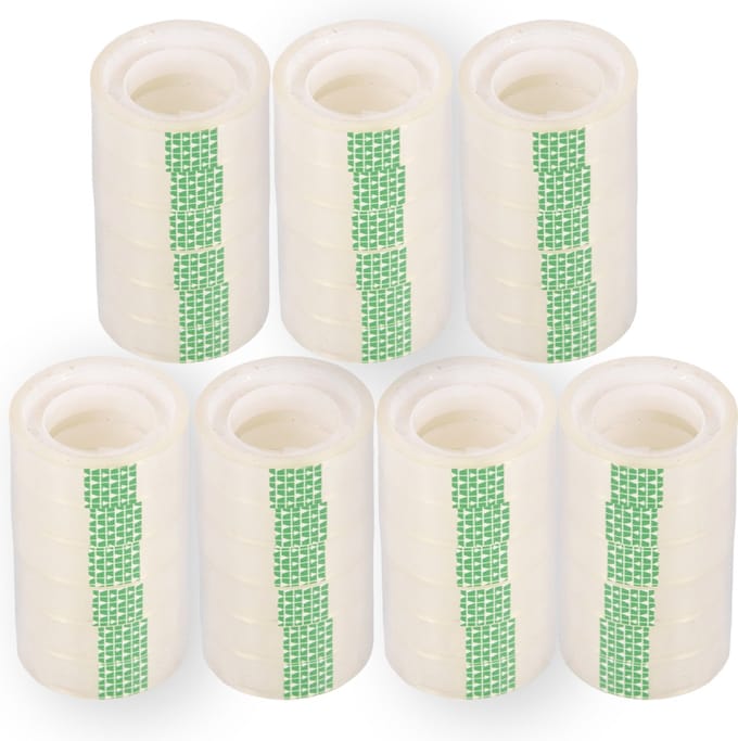 Plakband rollen set van 42 stuks doorzichtige - 12mm x 10m - Essentieel School & Bureauaccessoires - Transparant Klusspullen
