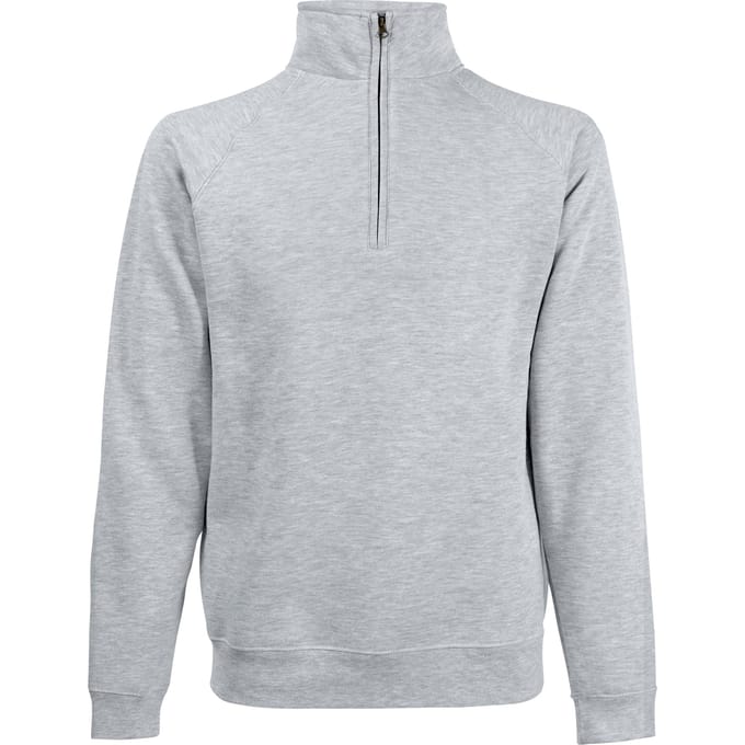 Fruit Of The Loom Heren Premium 70/30 Ritssluiting Neck Sweatshirt (Heater Grijs)