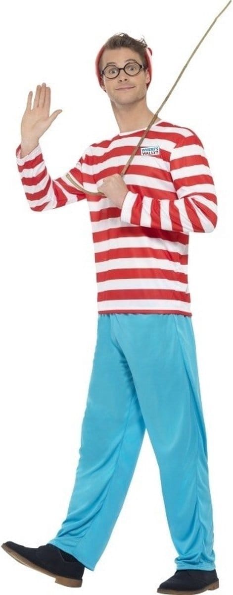 Waar is Wally kostuum - heren - polyester - Wally verkleedkleding - Carnavalskleding 44/46
