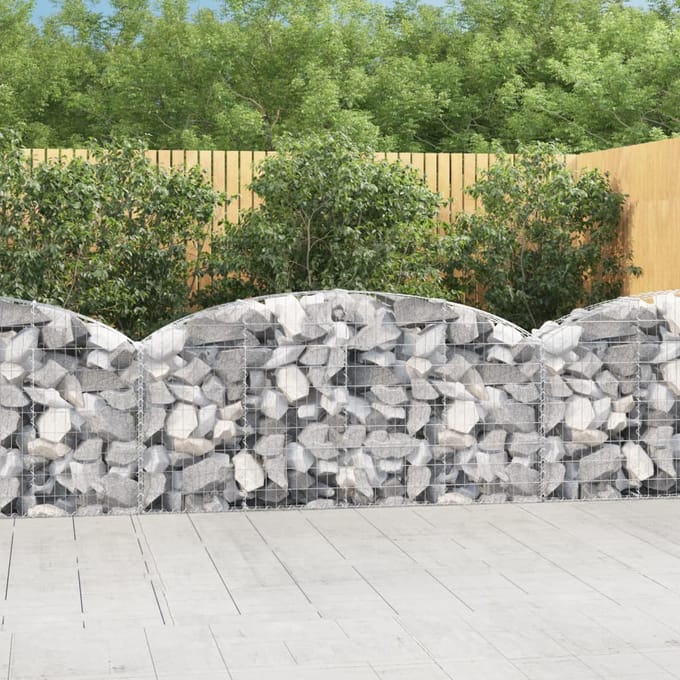 vidaXL - Schanskorf - gewelfd - 200x30x80/100 - cm - gegalvaniseerd - ijzer