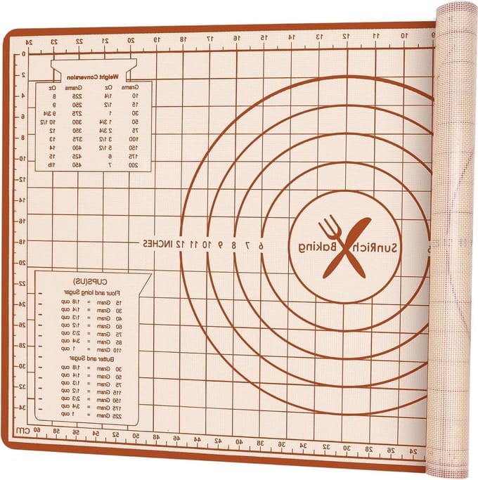 Gebakmat met meting 26 "x 16" - Extra dikke siliconen deegmat - Herbruikbare bakmat - Voedingskwaliteit