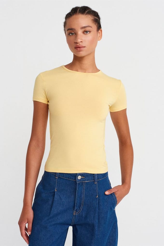 Dames Crop Slim-fit Crew Neck T-shirt